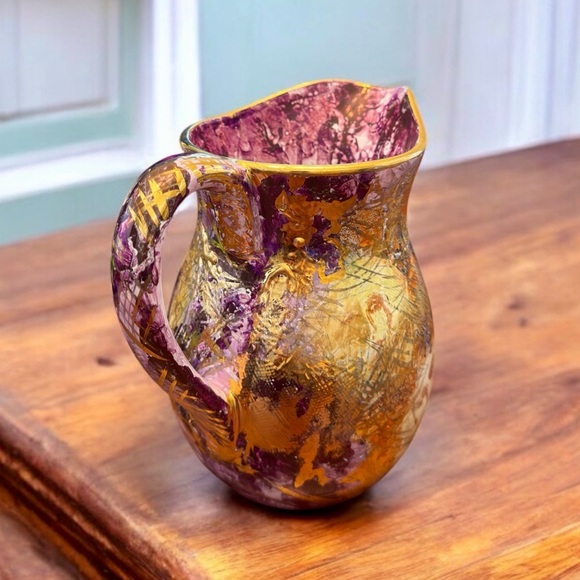 2007 Diana Young Abstract Multicolor Ceramic Pitcher - Picture 7 of 12